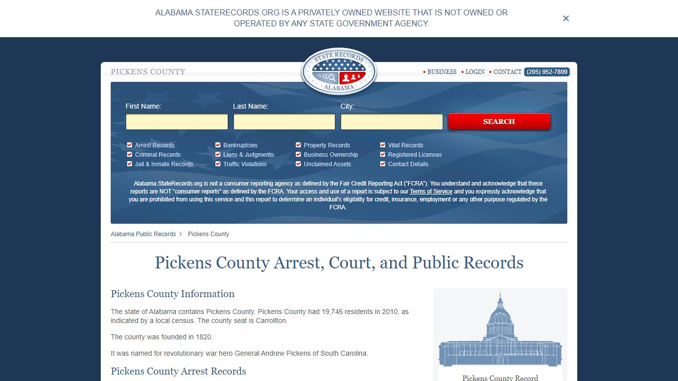 Pickens County Arrest, Court, and Public Records